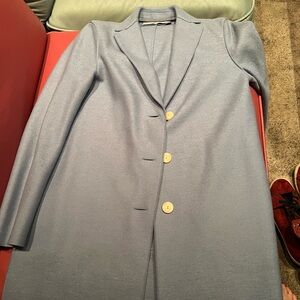 Classic Blue Trench Coat with Notched Lapels